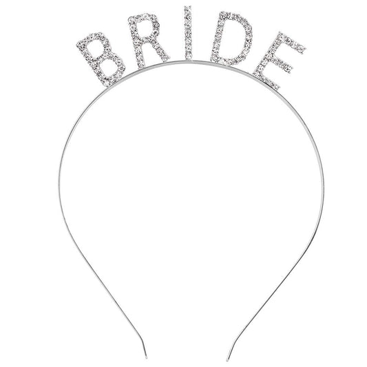 KICOSY front view bridal headband showing elegant silver sparkle and refined shape