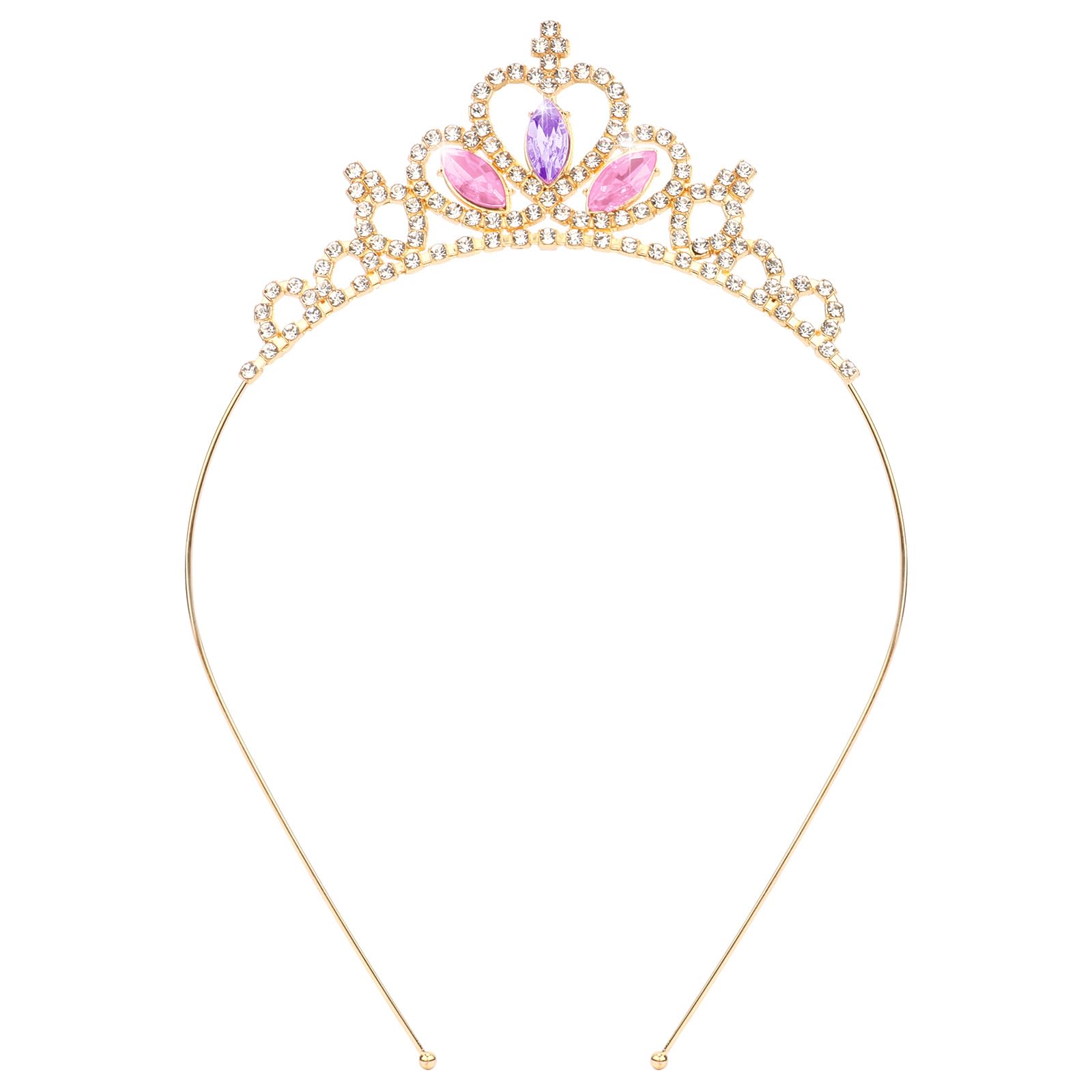 KICOSY tiara front view showing full gold crystal crown and romantic colors