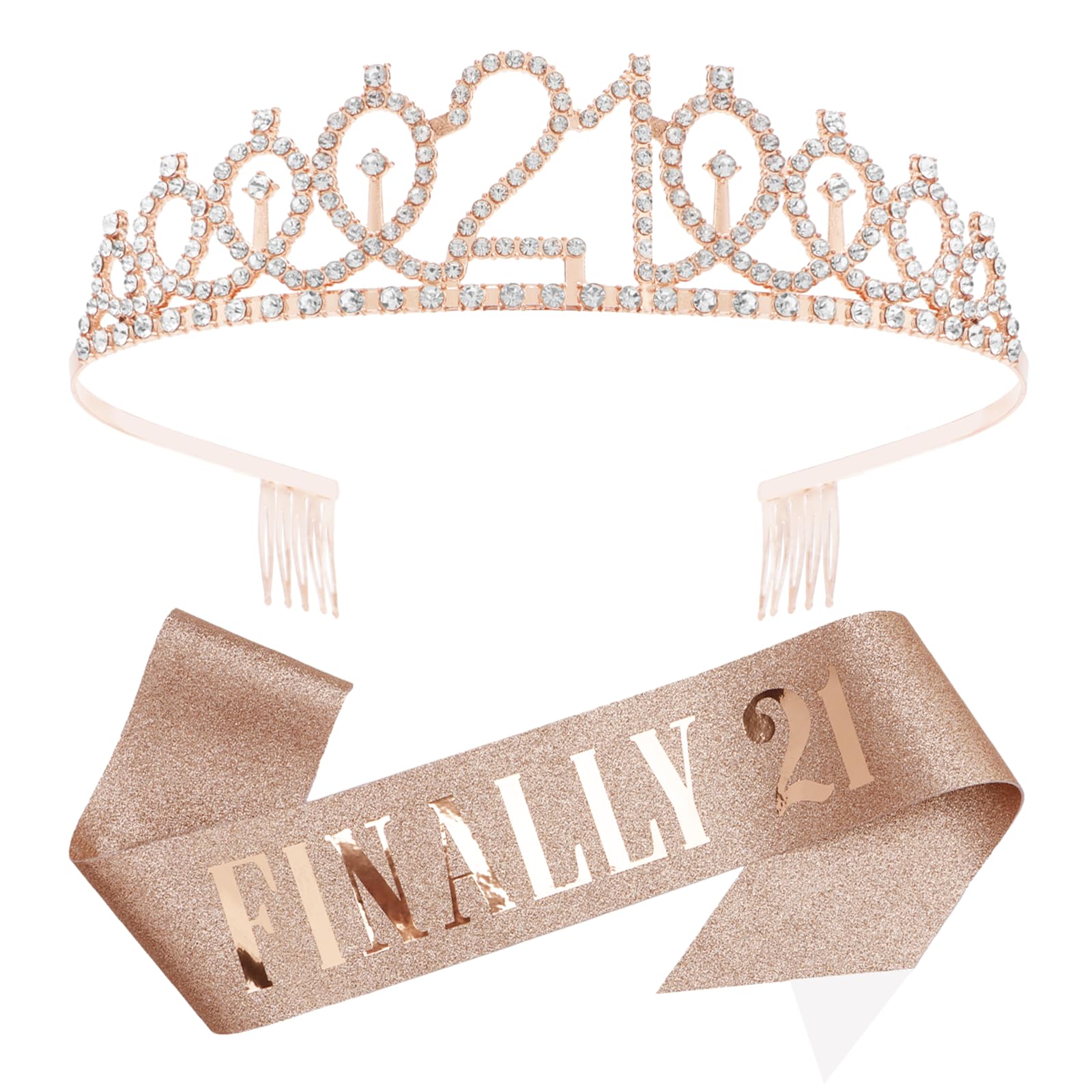 KICOSY rose gold crown front view showing elegant sparkle and birthday focus