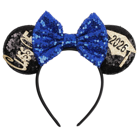 Kiddale headband front view showing sequin bow and Class of 2026 cap for festive photos