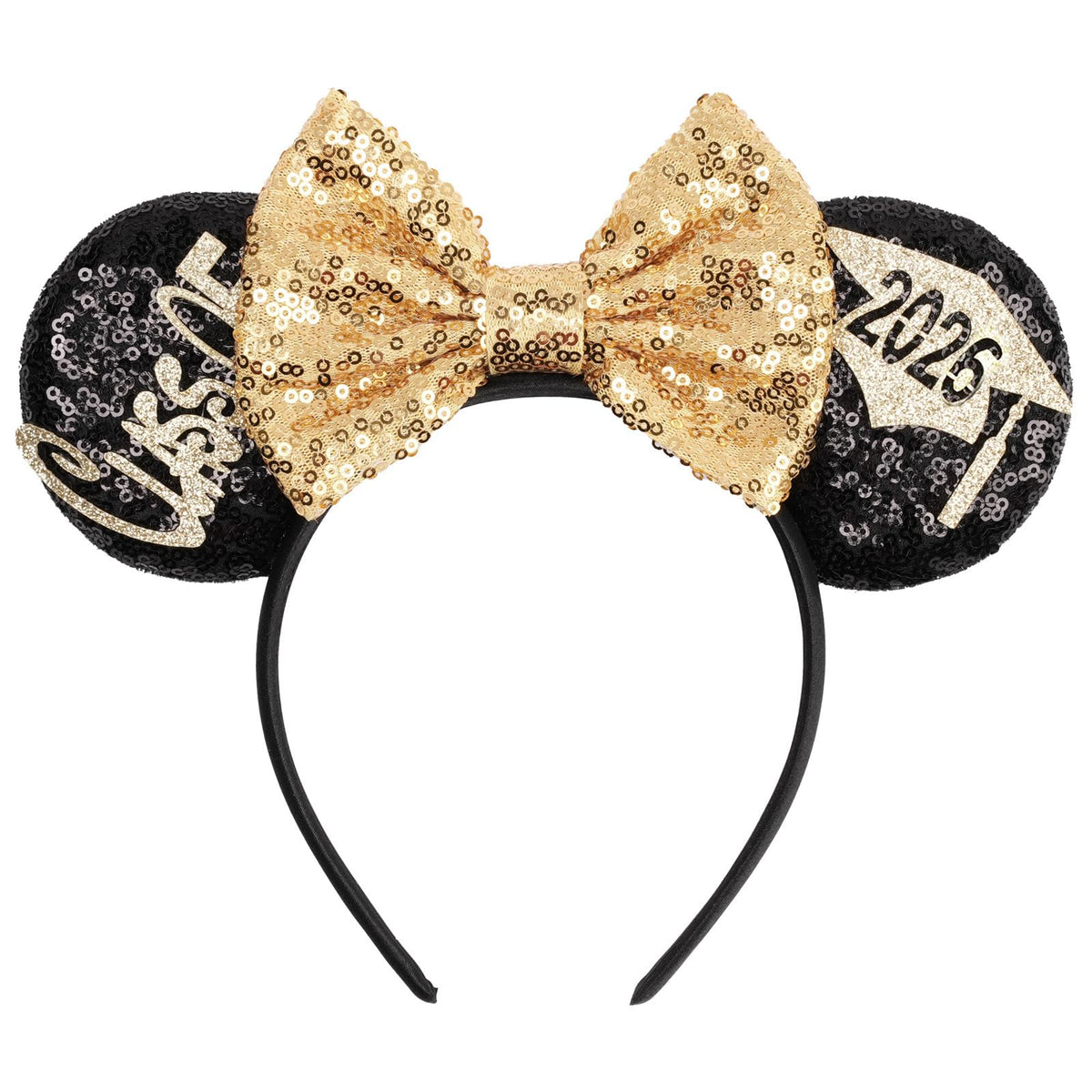 Kiddale headband front view showing bow and Class of 2026 emblem, festive and wearable