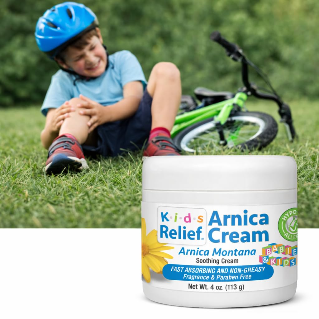 Kids Relief ingredient label close-up highlighting natural arnica and vegetarian formula