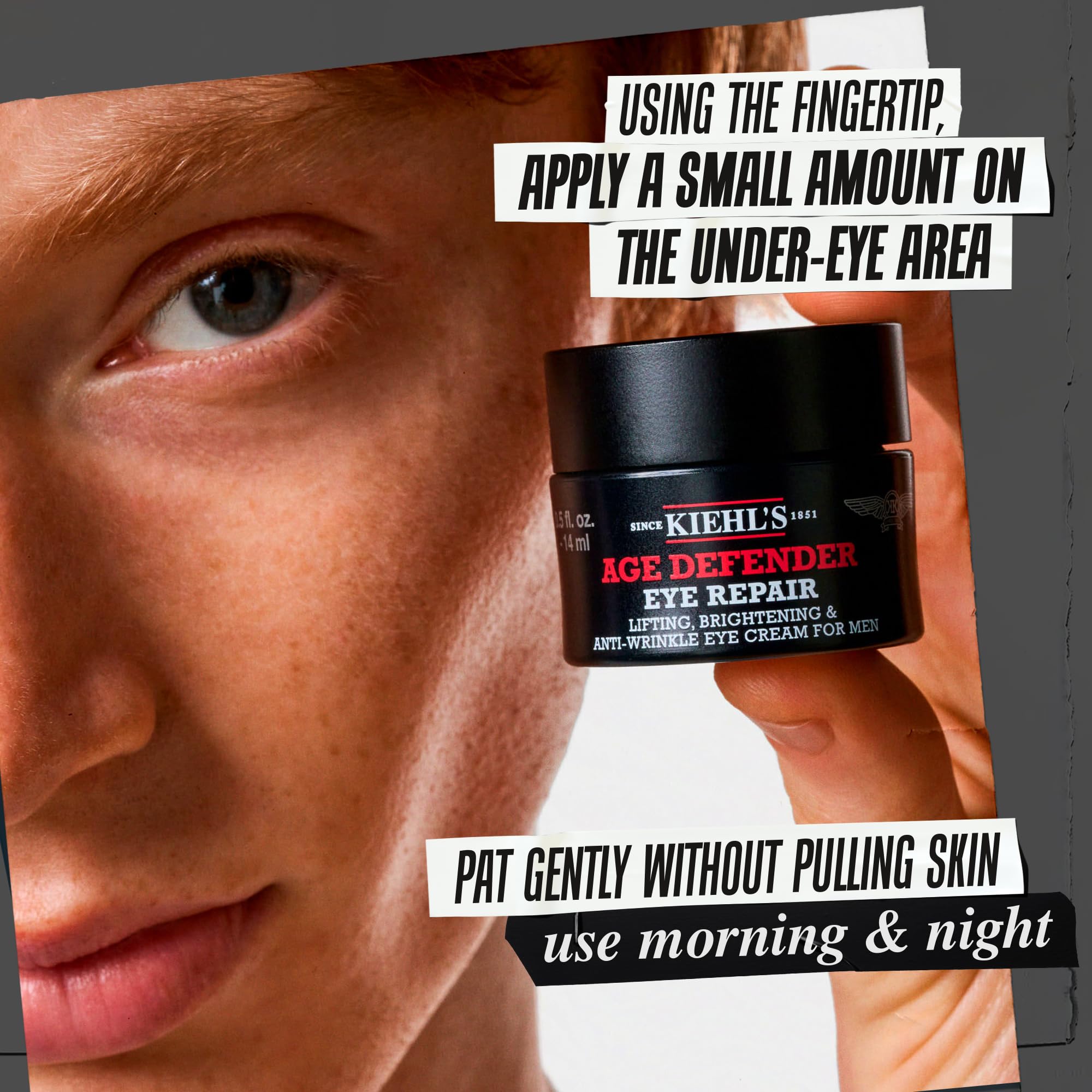 Kiehl's label close-up displays ingredients and fragrance-free assurance