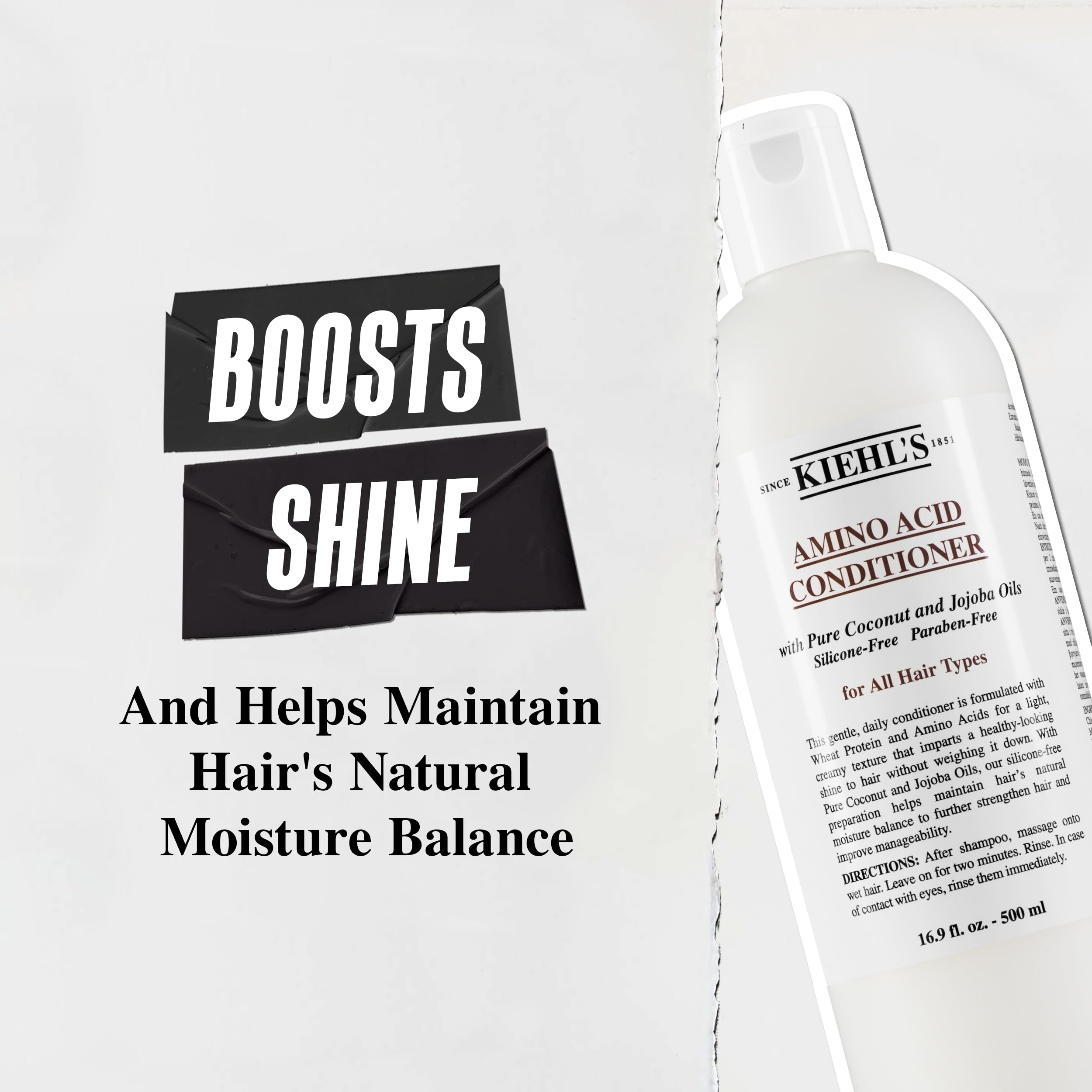 Kiehl's creamy conditioner texture on hand illustrating smooth application and hydration