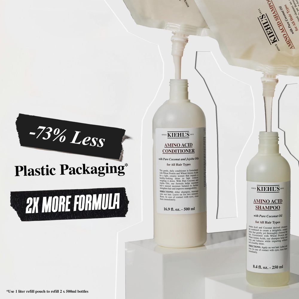 Kiehl's conditioner size comparison next to hand to show 6.8 fl oz scale