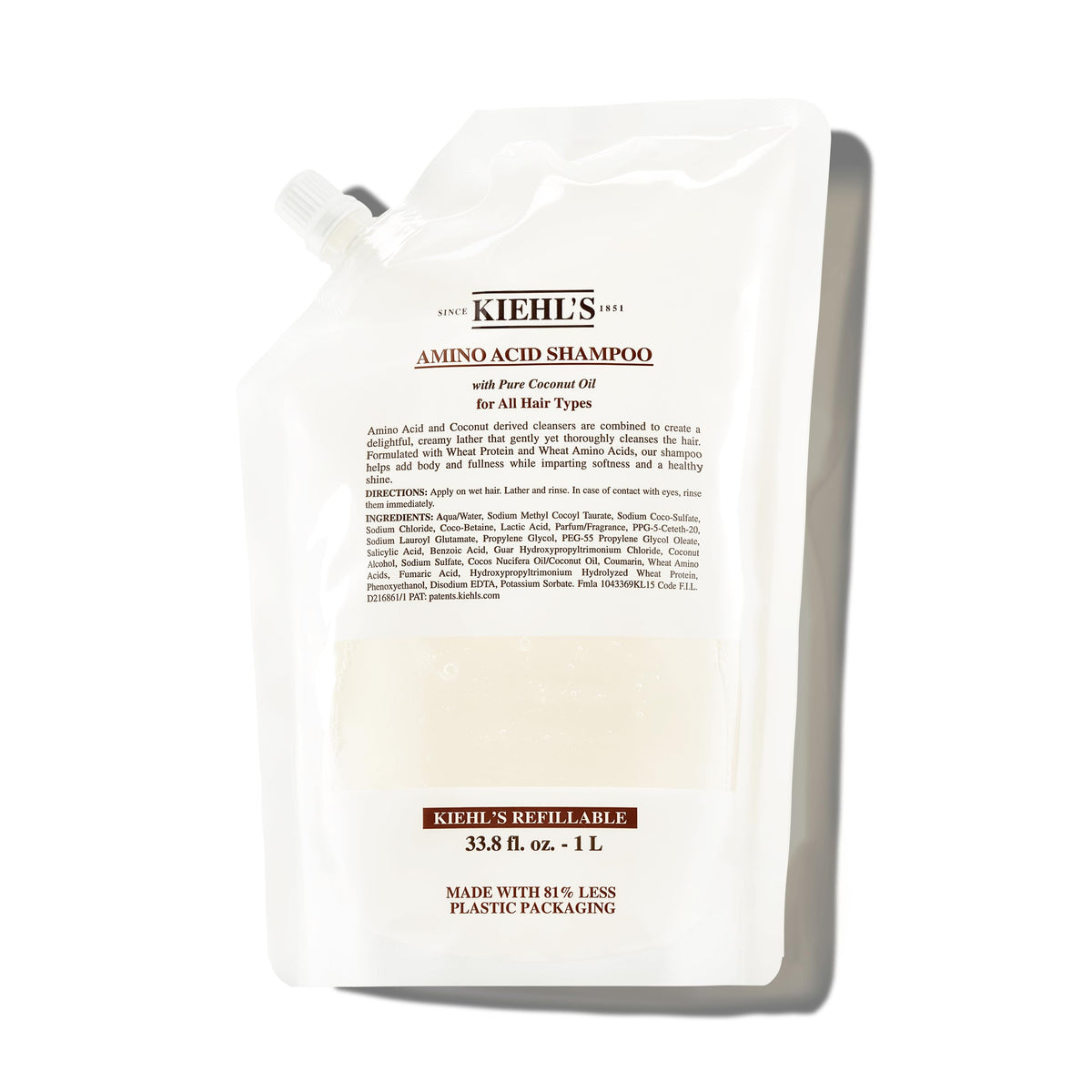 Kiehl's refill bottle front view showing packaging and size benefit