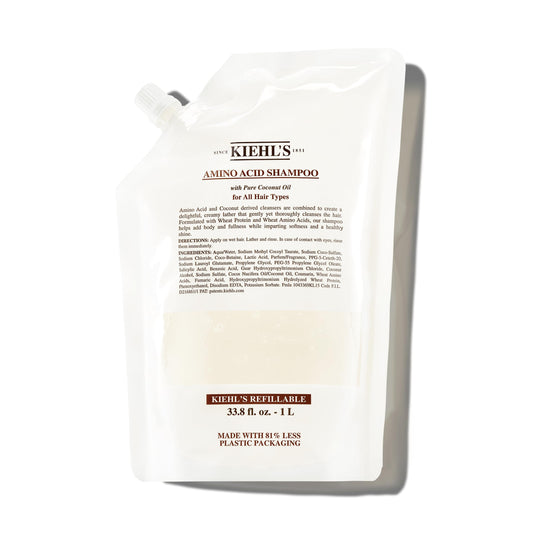 Kiehl's refill bottle front view showing packaging and size benefit