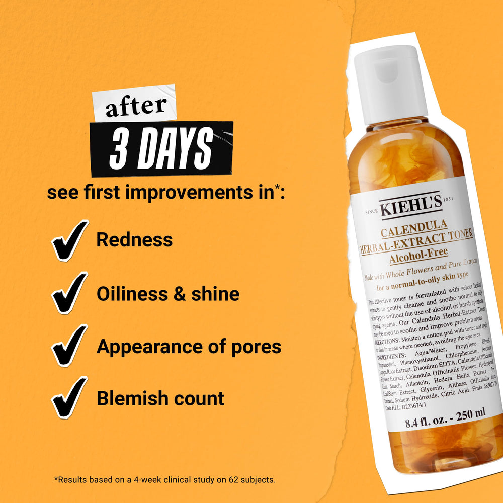 Kiehl's toner on bathroom counter in routine setting, promotes refreshed skin