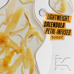 Kiehl's label close-up focusing on calendula ingredients and clean formulation