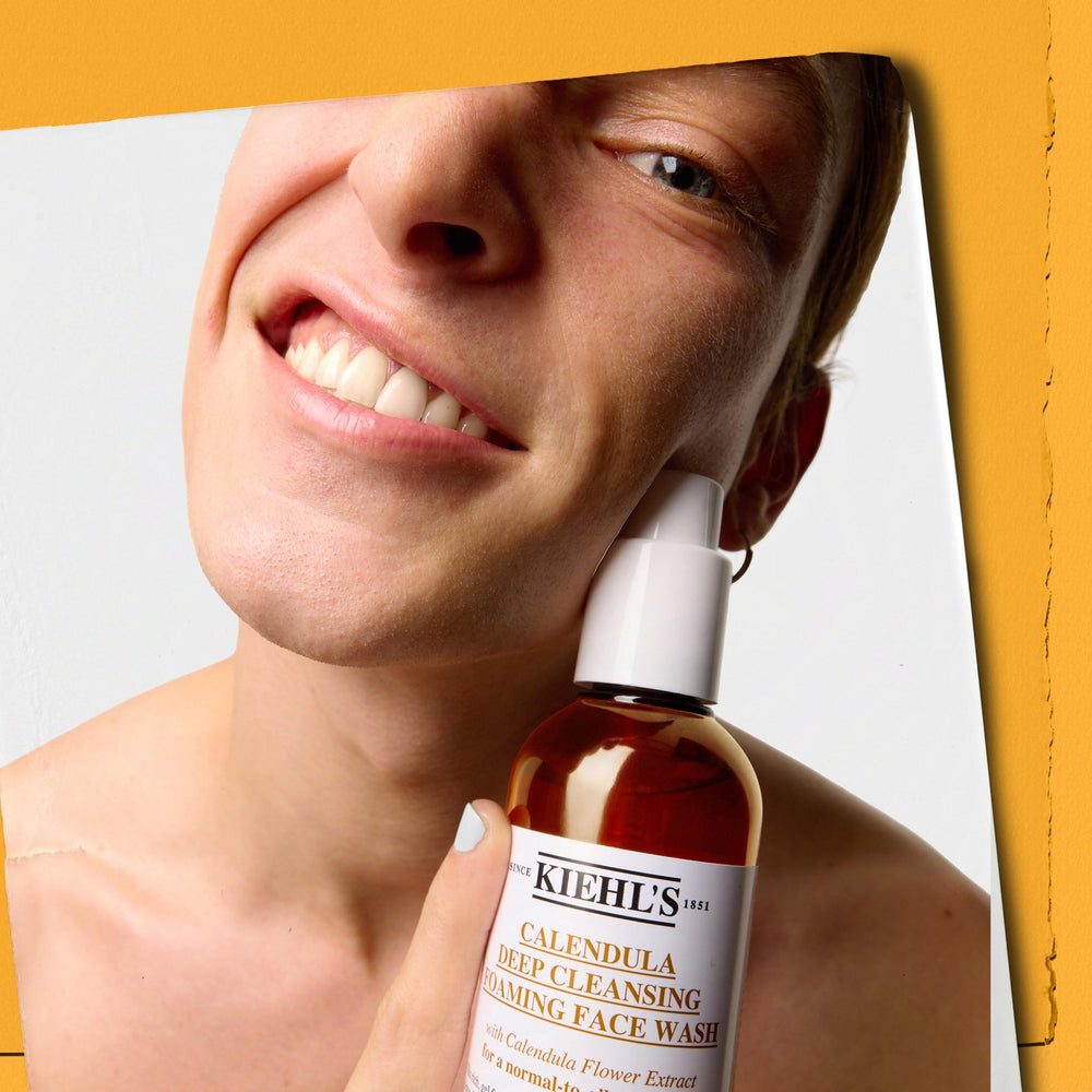 Kiehl's cleanser on bathroom counter portraying everyday routine ease