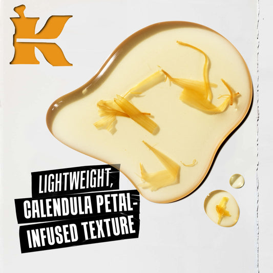 Kiehl's close-up of calendula petals in toner highlighting calming action