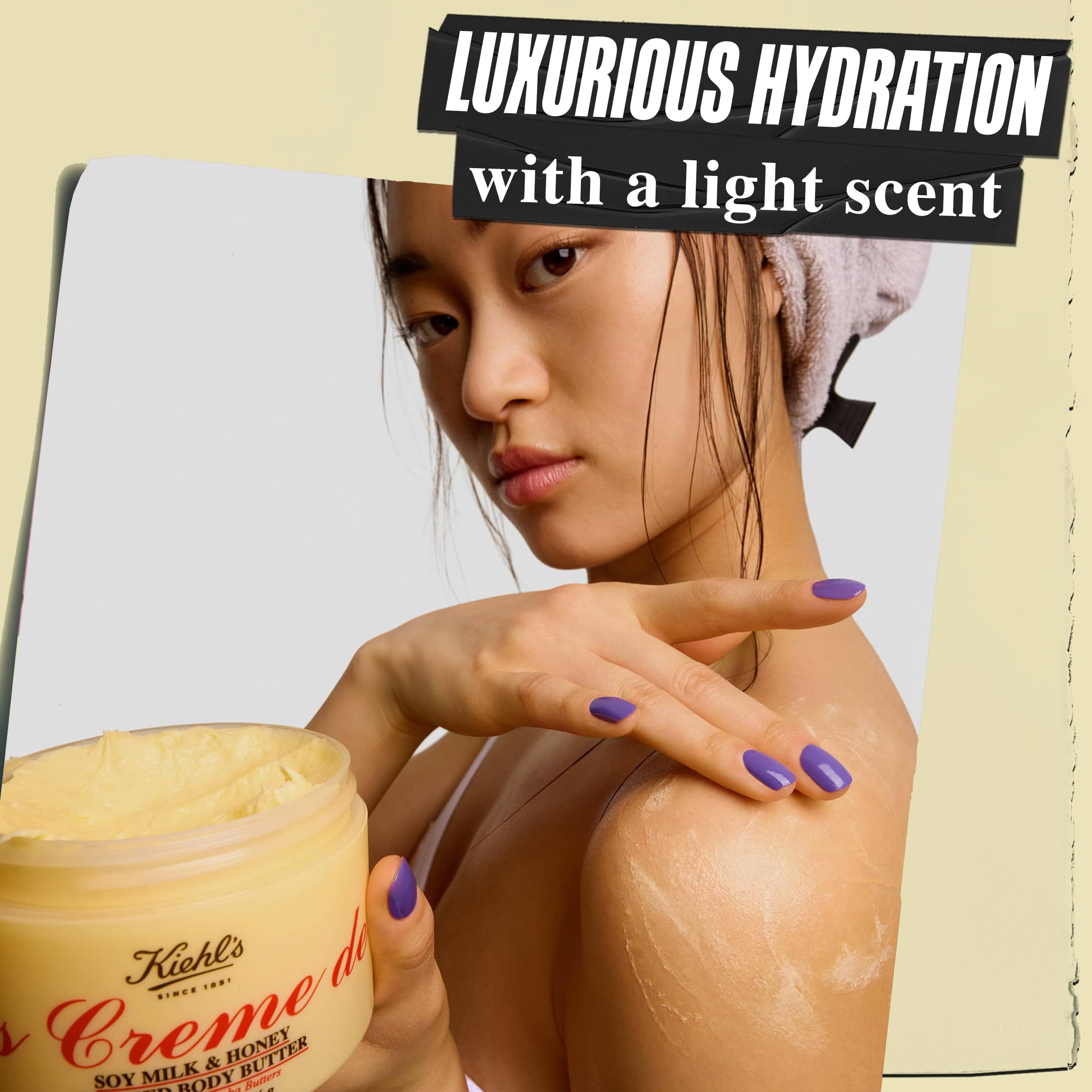 Kiehl's open jar revealing whipped body butter ready to scoop for nourishing application