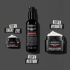 Kiehl's lifestyle morning routine image conveys energized, brighter eyes