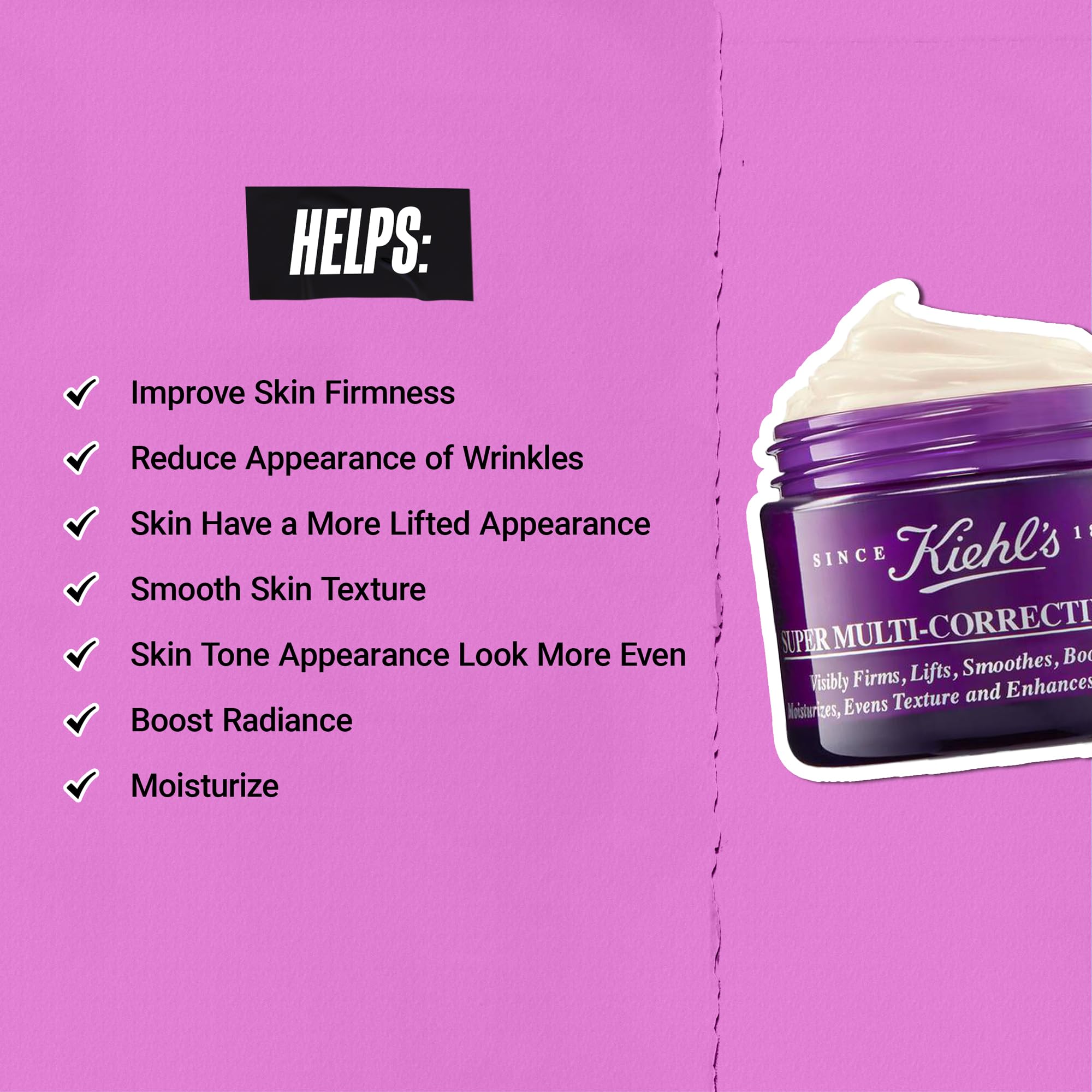 Kiehl's ingredients visual with hyaluronic acid and vitamin A highlighting hydration benefit