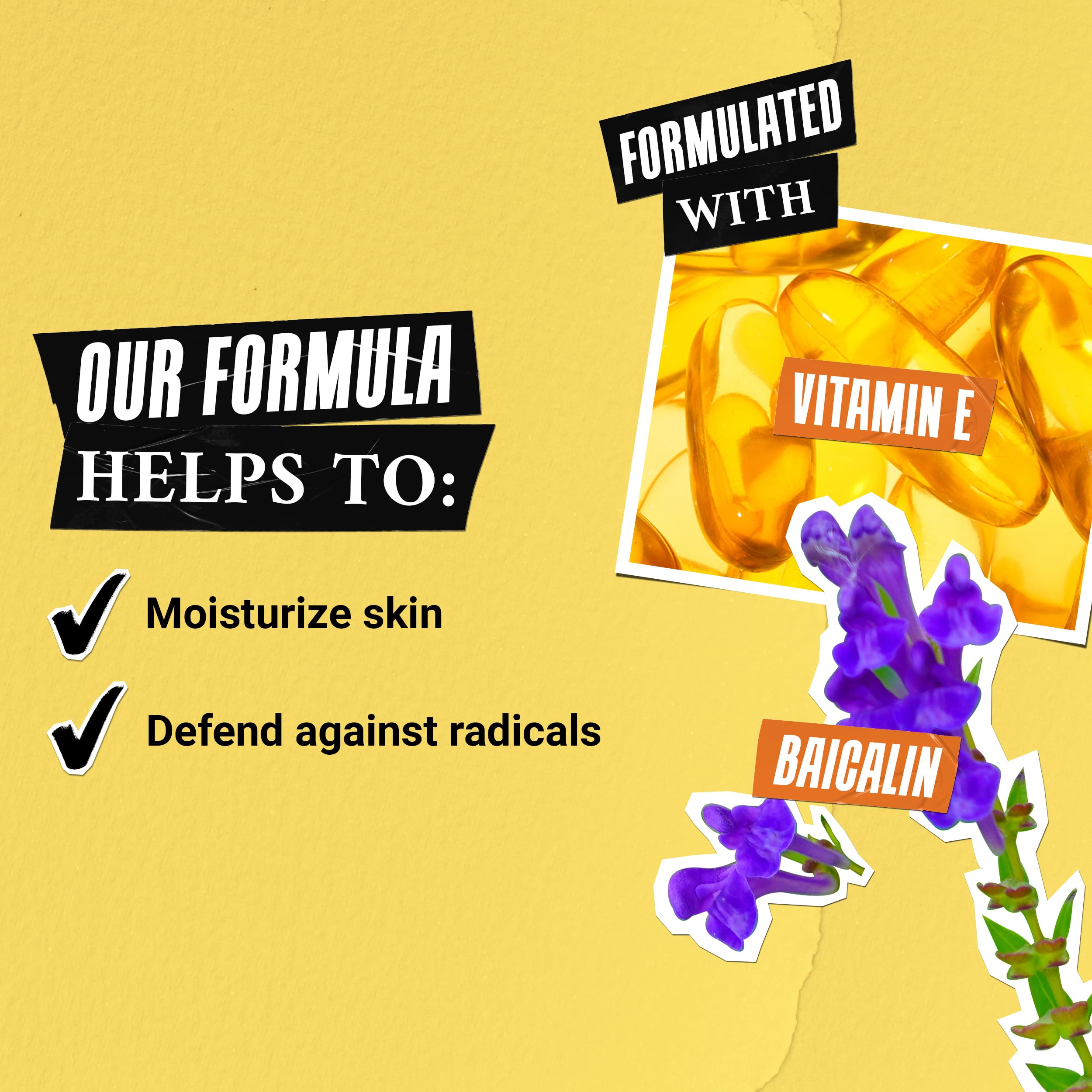 Kiehl's label detail highlighting Vitamin E and Baicalin benefits