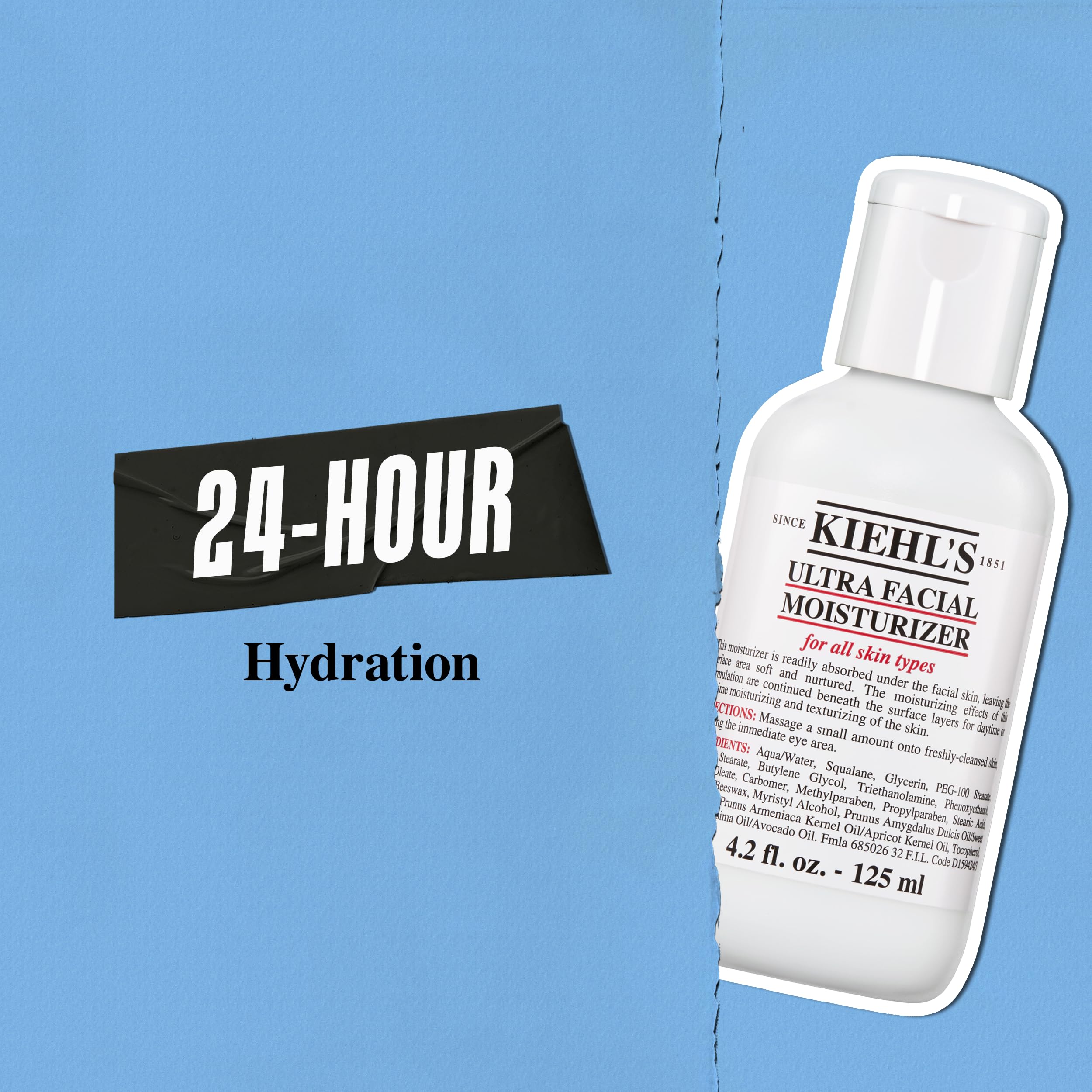Hand applying Kiehl's moisturizer to cheek demonstrating smooth spread and hydration