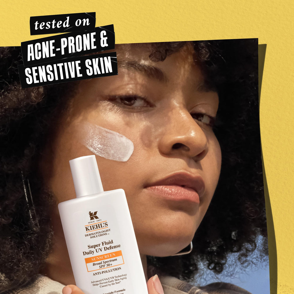 Kiehl's sunscreen dispensed on hand demonstrating easy application
