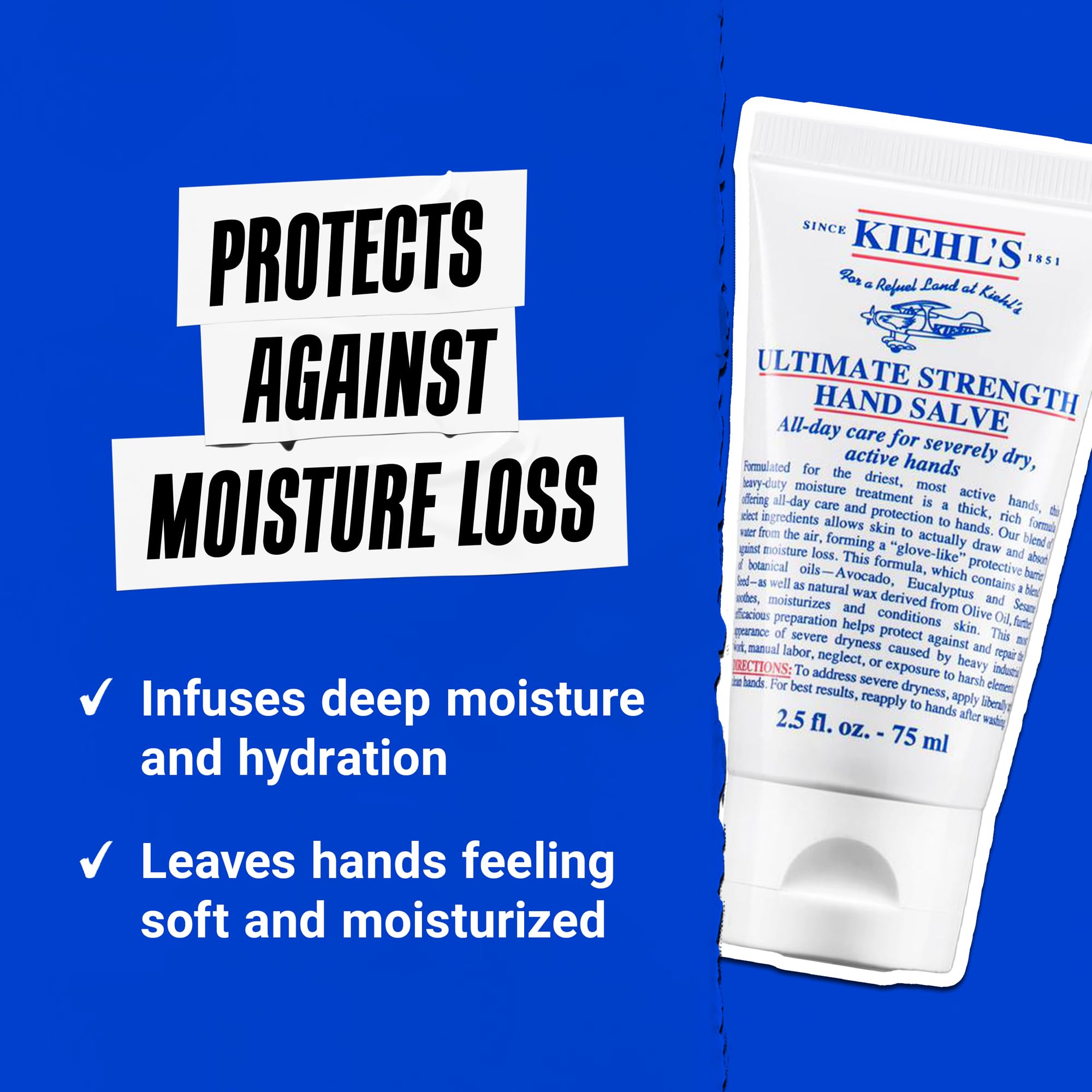 Kiehl's ingredients label highlighting shea butter and oils benefit