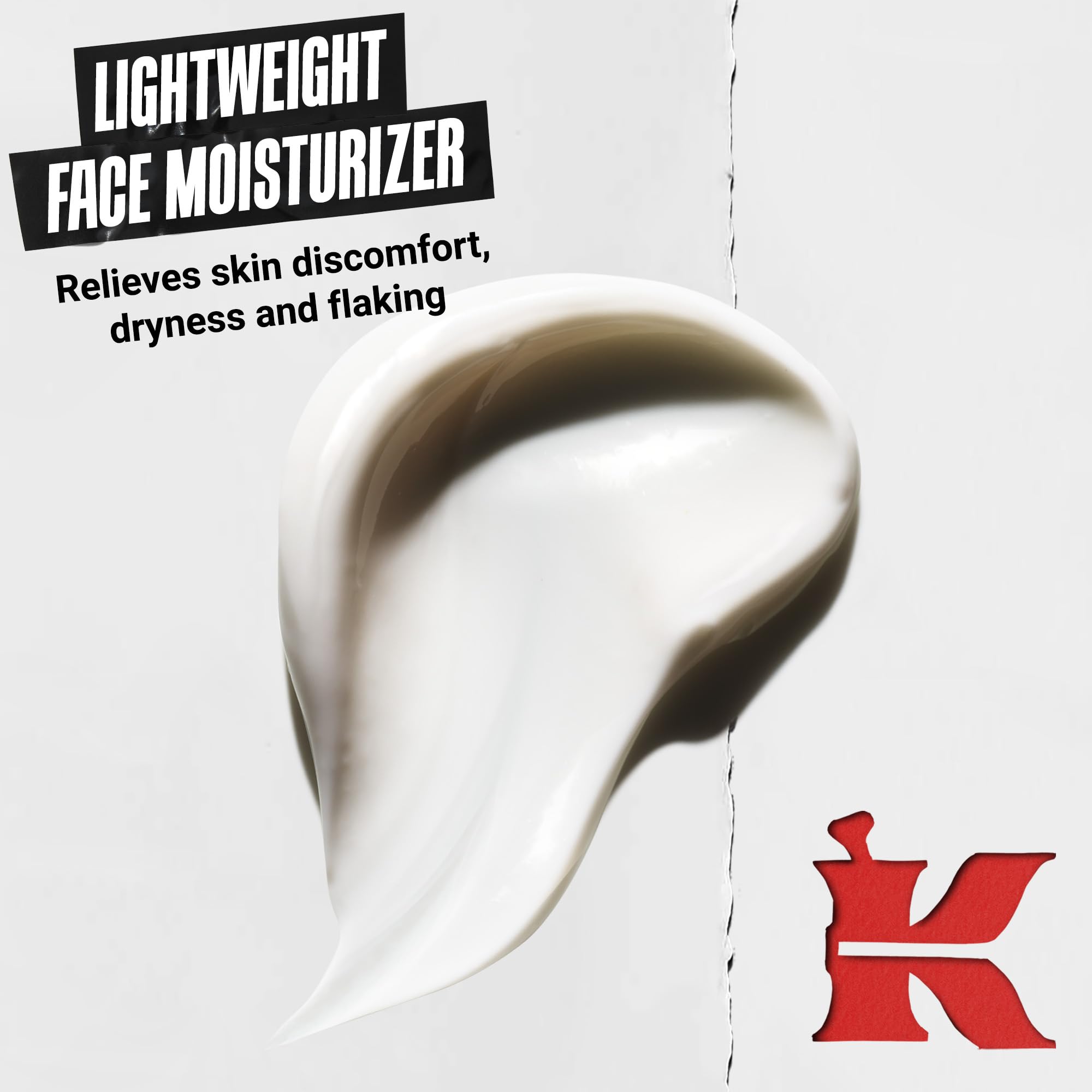 Kiehl's hand applying cream emphasizing fast absorption and comfort