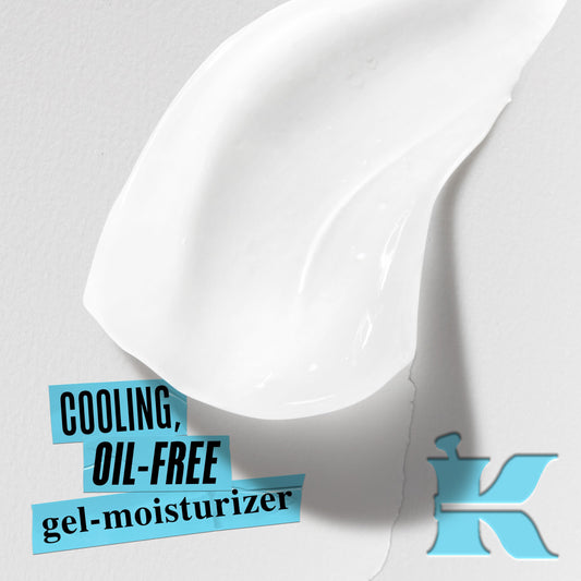 Kiehl's open jar texture close-up illustrating lightweight gel cooling feel
