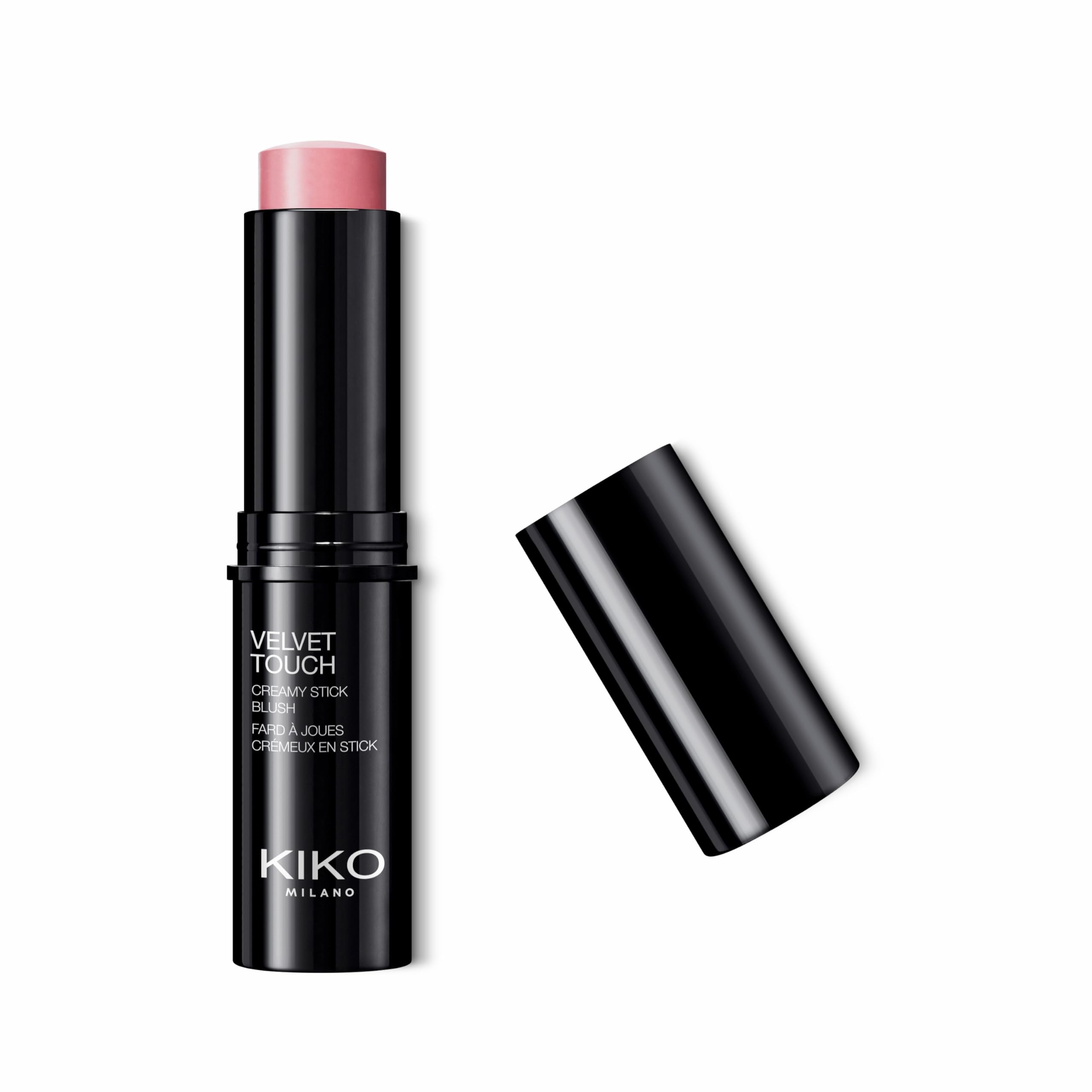 KIKO Milano stick blush front packaging showing sleek black tube and KK logo, easy precise application