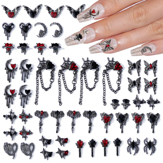 Kikonoke front packaging showing 52-piece Halloween nail charms for versatile styling