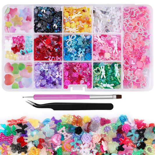 Kikonoke front packaging showing full 780-piece nail charm assortment and tools