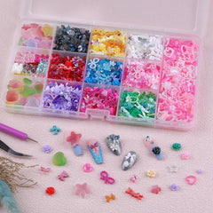 Kikonoke charms applied on nail tips demonstrating layered 3D design