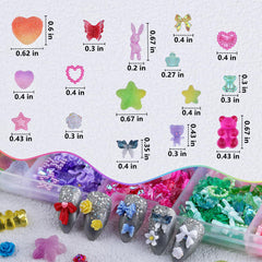 Kikonoke colorful pearls and bow shapes displayed for delicate nail accents