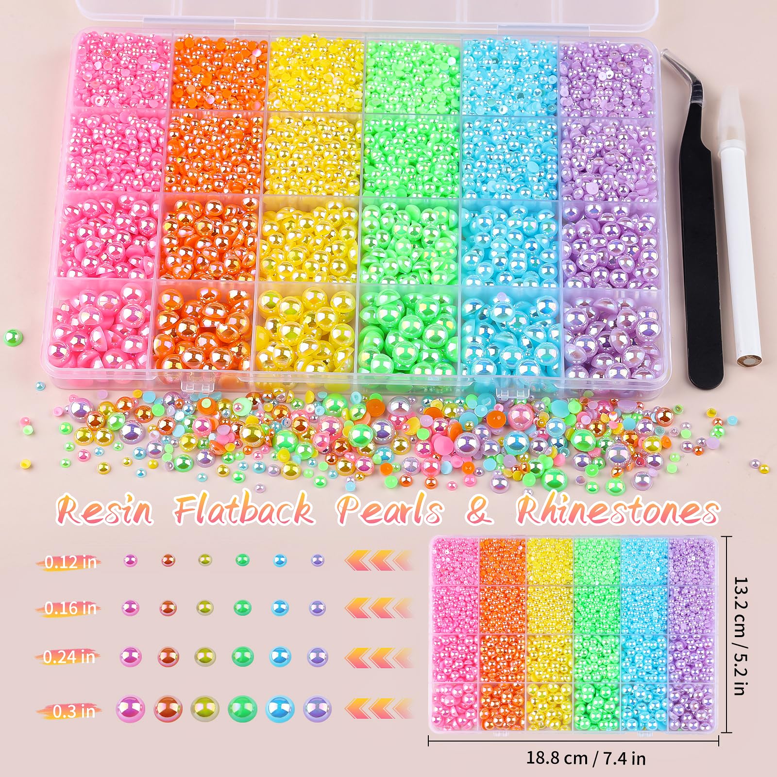 Kikonoke size comparison of 3mm 4mm 6mm 8mm pearls showing scale for precise planning