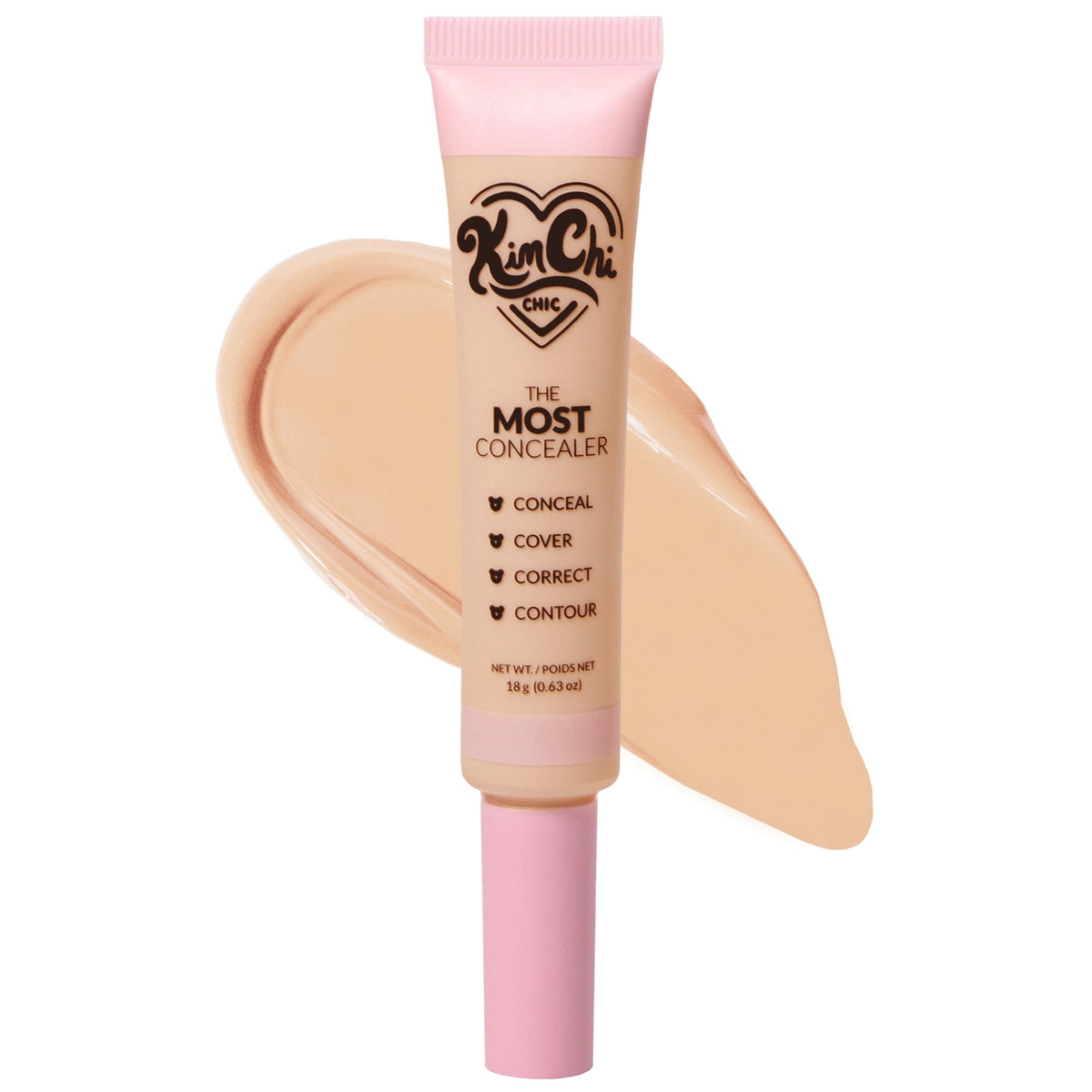 KimChiChic concealer front tube showing label and shade for quick identification and confidence