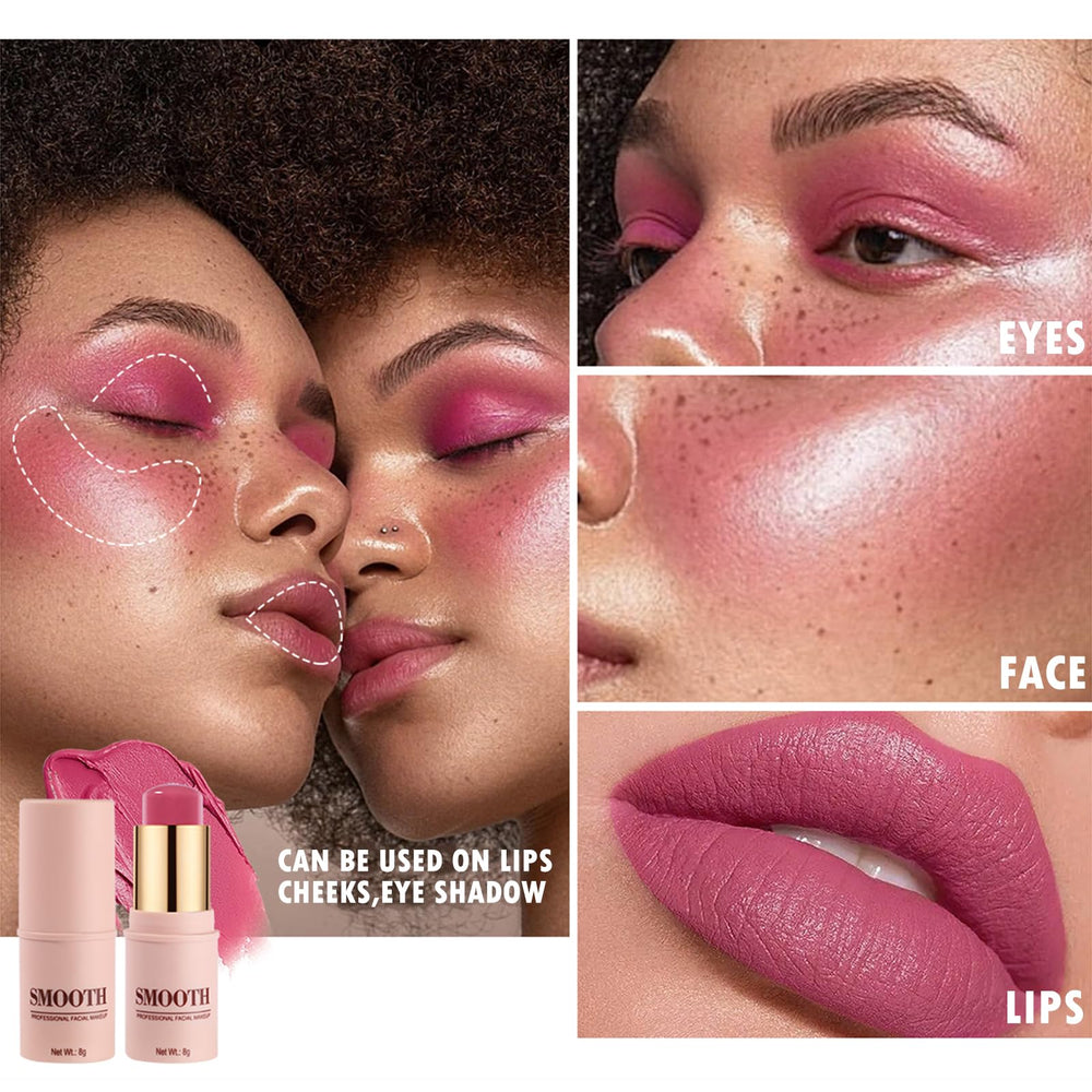 KIMIEYE applied on cheek showing natural flushed finish and longevity