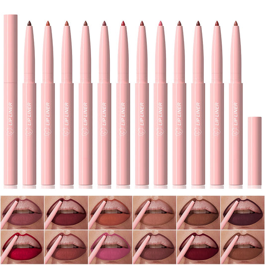 KIMIEYE front view of 12 lip liners showing shade range and organization