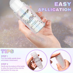 KIMIEYE glitter gel swatch on arm showing holographic color-shift benefit