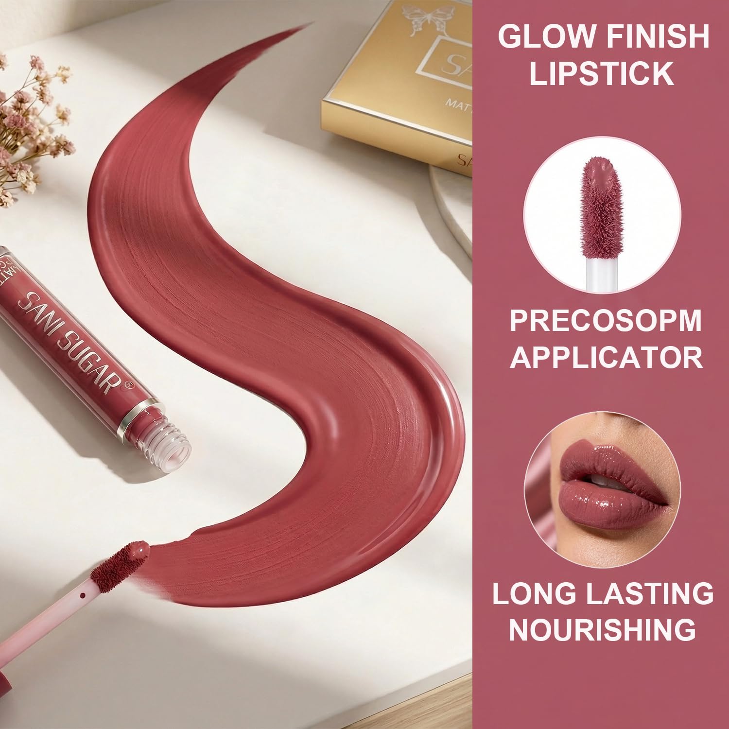 KIMIEYE glossy lip texture close-up showing hydrated luminous finish
