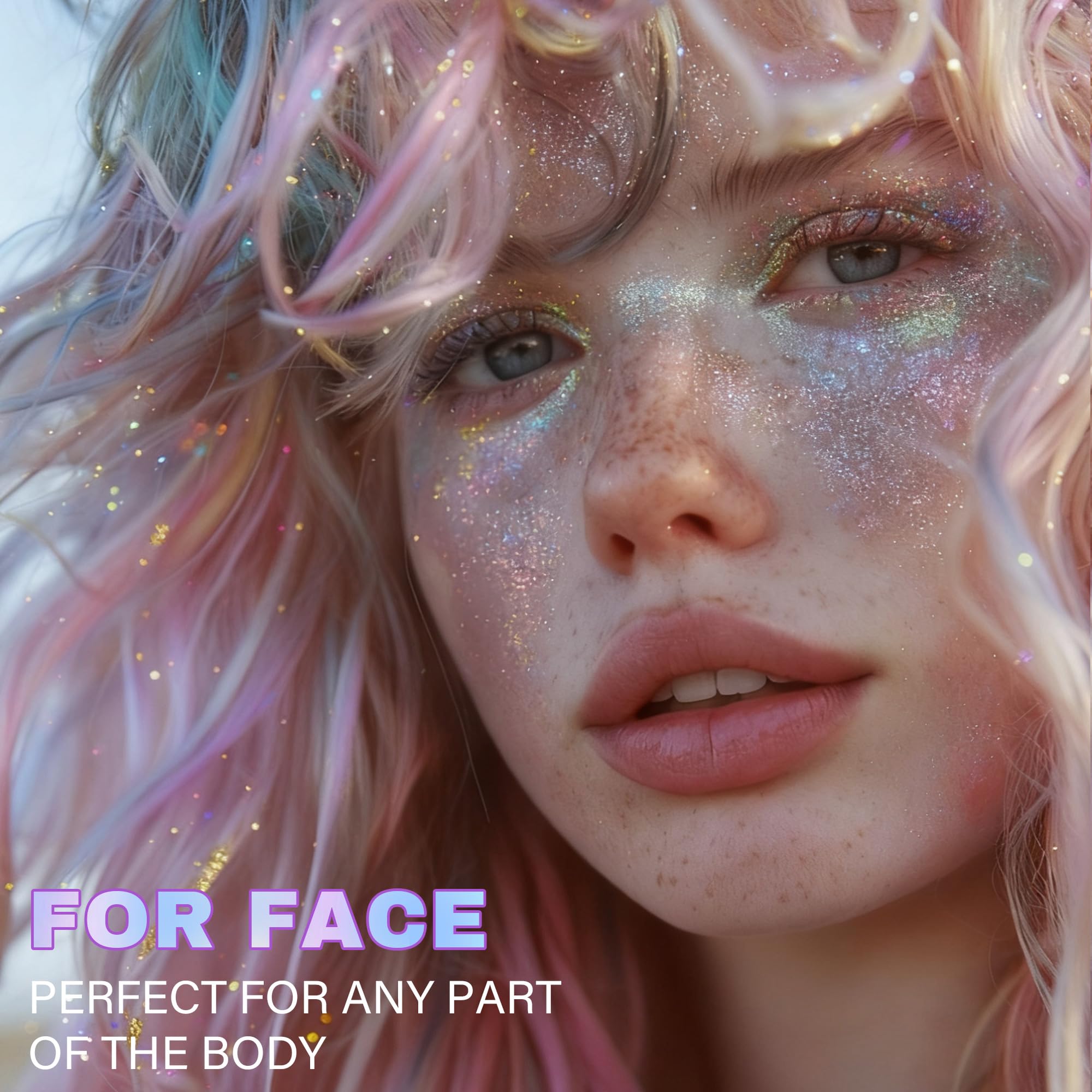 KIMIEYE applied to hair part for sparkling highlight benefit