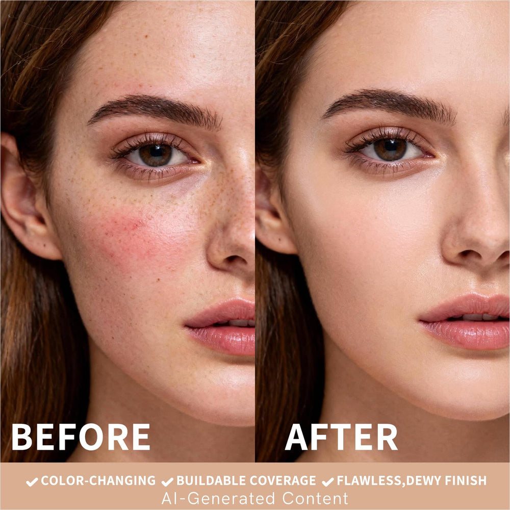 KIMUSE application on arm transforming white to matching tint demonstrating coverage result