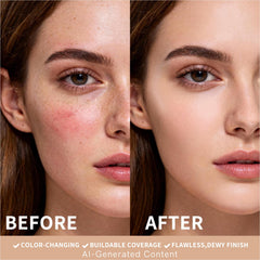 KIMUSE application on arm transforming white to matching tint demonstrating coverage result