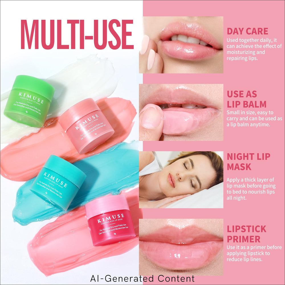 KIMUSE applying lip mask to lips at night demonstrating soothing overnight use