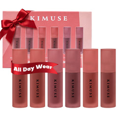 KIMUSE front packaging showing six glossy lip tints, great gift presentation