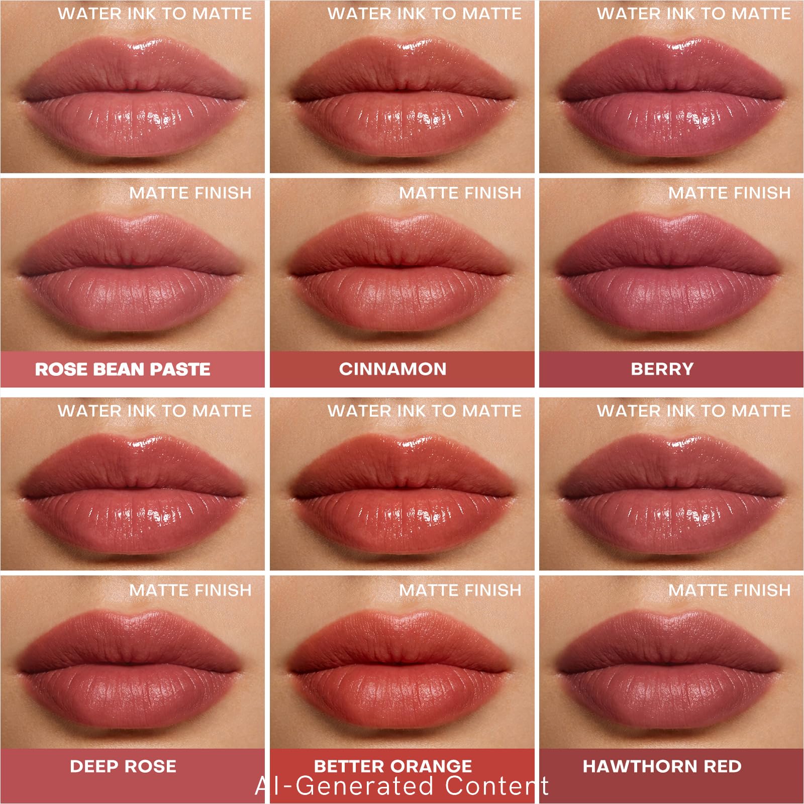 KIMUSE lip swatch on arm showing pigmented, buildable color results