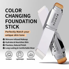 KIMUSE stick open revealing white cream tip that adapts to skin tone for convenience