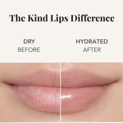 Applying Kind Lips balm to lips demonstrating immediate hydration benefit