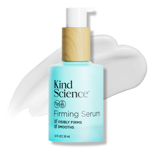 Kind Science Firming Serum bottle front view showing clean packaging and benefits