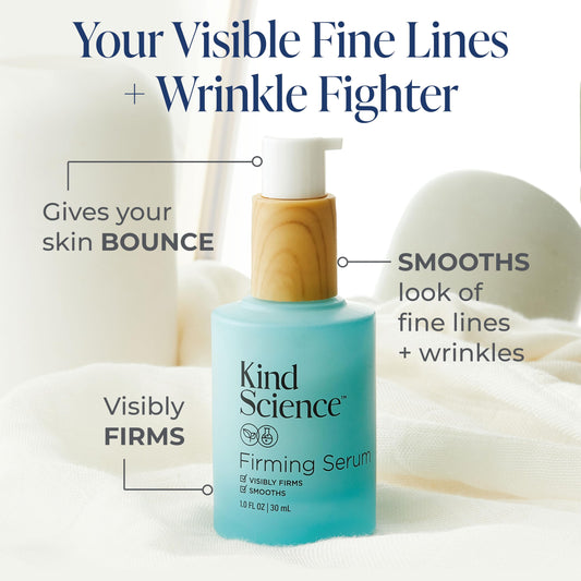 Kind Science label close-up highlighting bakuchiol peptides and fragrance-free formula