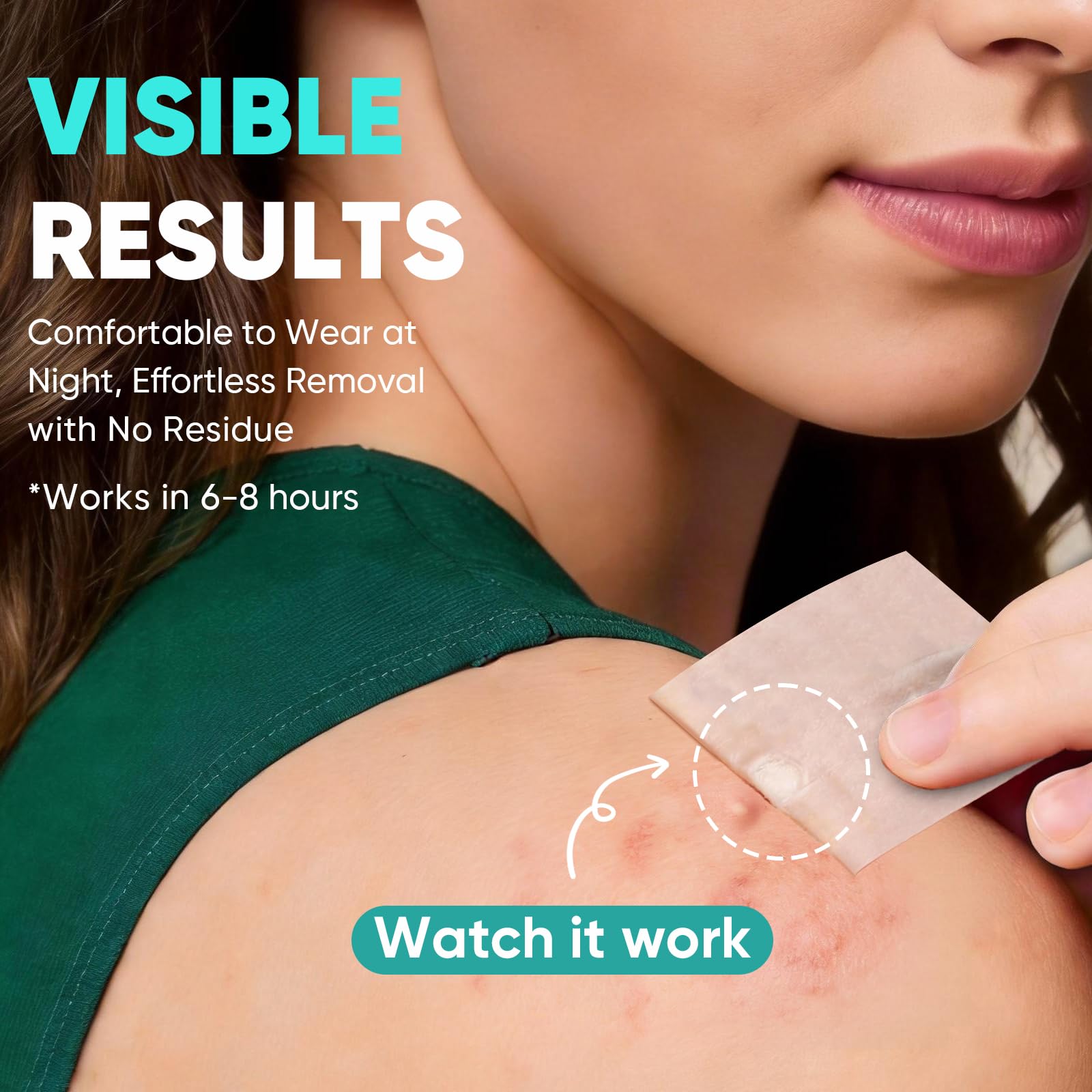 kindshine patch applied to cheek reducing redness visibly