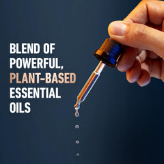 King C. Gillette applying oil into beard with hands showing even distribution and skin hydration benefit