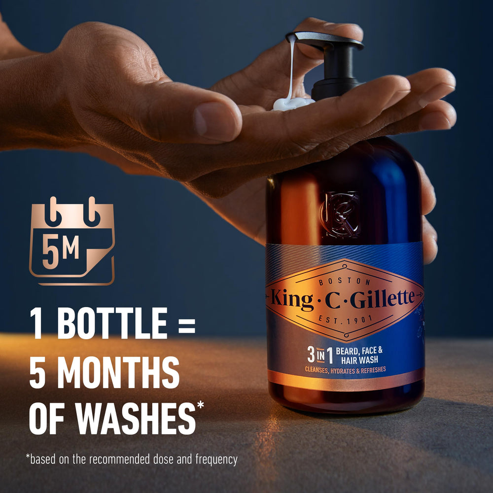 King C. Gillette bottle next to ruler showing the 11.8 oz size