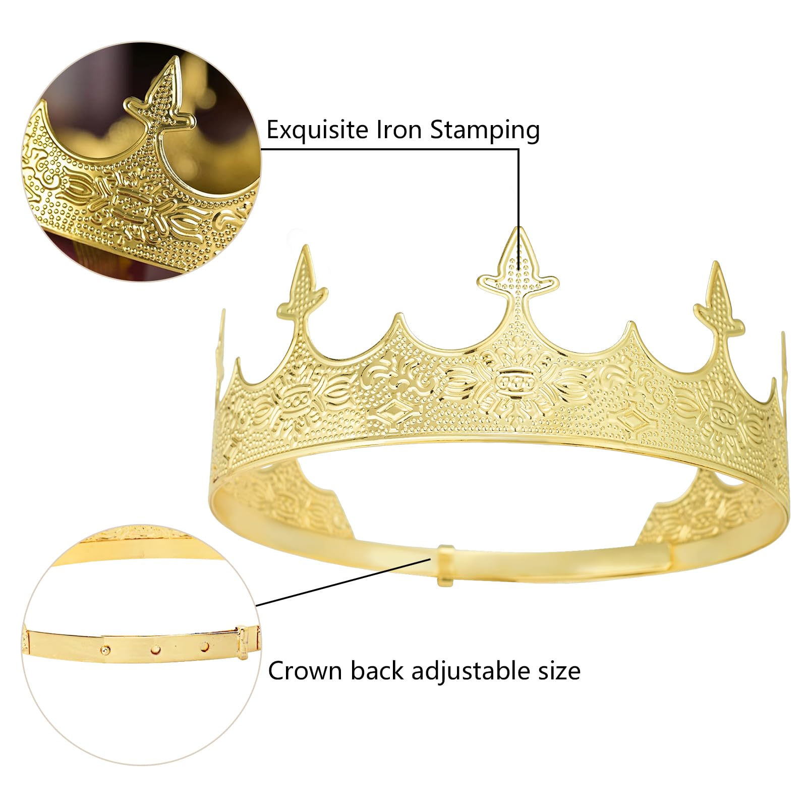 Generic king crowns on model at a party demonstrating bold costume presence