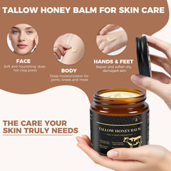 KINGMING raw honey and grass-fed tallow ingredients displayed showing natural nutrient benefit